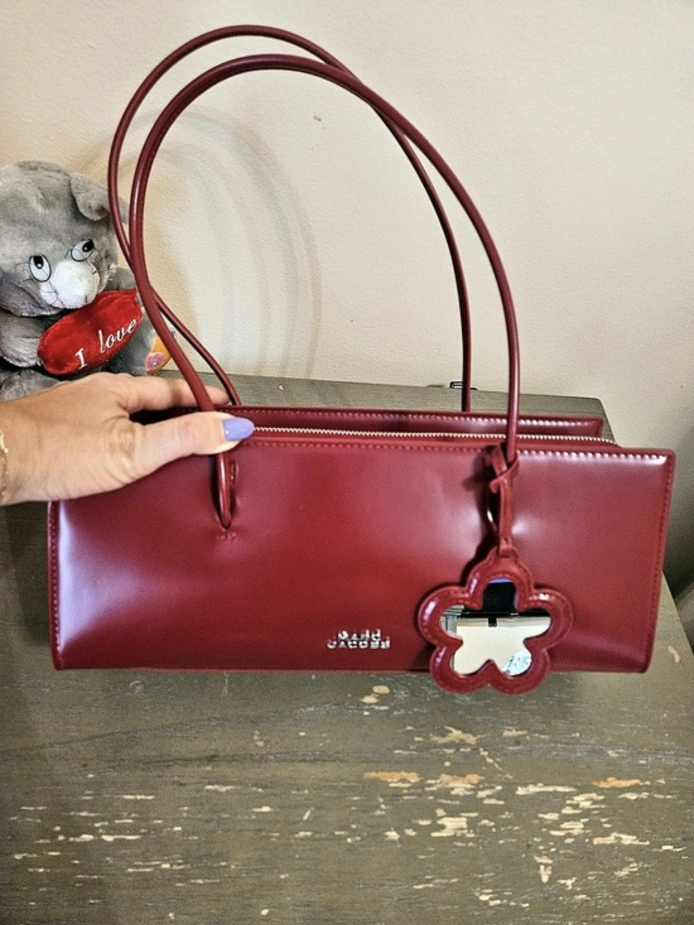 Marc Jacobs The Glam Mirror Shoulder Bag Red Structured Tote Bag NWT